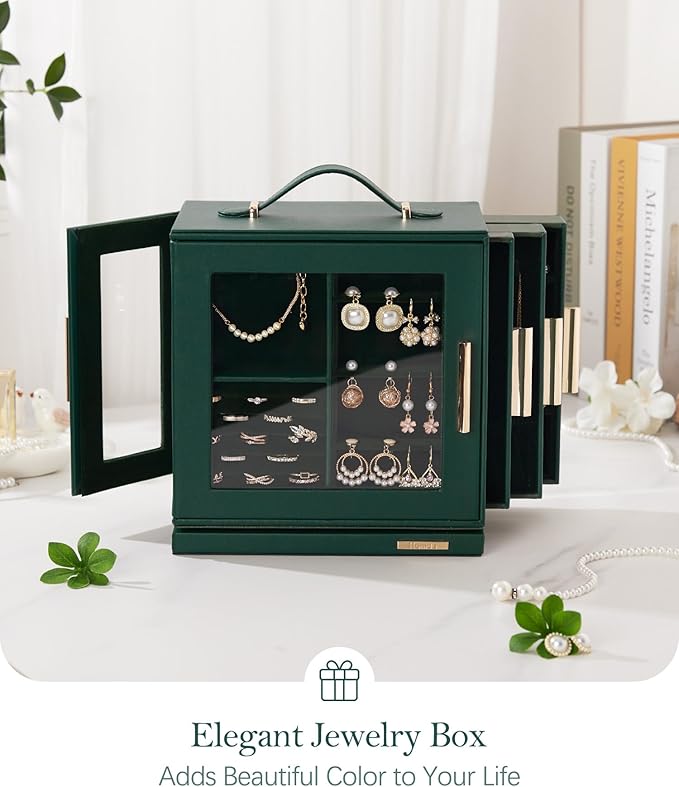 Homde Jewelry Box for Women Large: Rotating Organizer for Ring Earring Necklace Bracelet - 7 Drawers Storage for Dresser (For