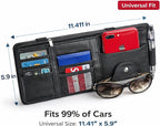 Car Sun Visor Multi-Pocket Organizer — Black (Universal Car/SUV/Truck Storage Pouch)