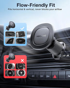 Miracase for MagSafe Car Mount with Metal Hook Clip, Magnetic Phone Holders for Car Phone Holder, Compatible with Garmin GPS Fit iPhone Android and All Smartphones, Dark Black