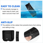 Autorder 2PCS Center Console Organizer for Kia Carnival 2022-2025 2026 Accessories Armrest Storage Box Secondary Insert Tray with Black Anti-Slip Mat（Front Tray + Armrest Organizer）