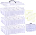Bead Organizer Box, 84pcs Small Plastic Containers with Lids and Labels, 3-Tier Stackable Storage Box, Mini Clear Bead Storag