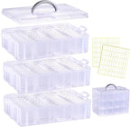 Bead Organizer Box, 84pcs Small Plastic Containers with Lids and Labels, 3-Tier Stackable Storage Box, Mini Clear Bead Storag