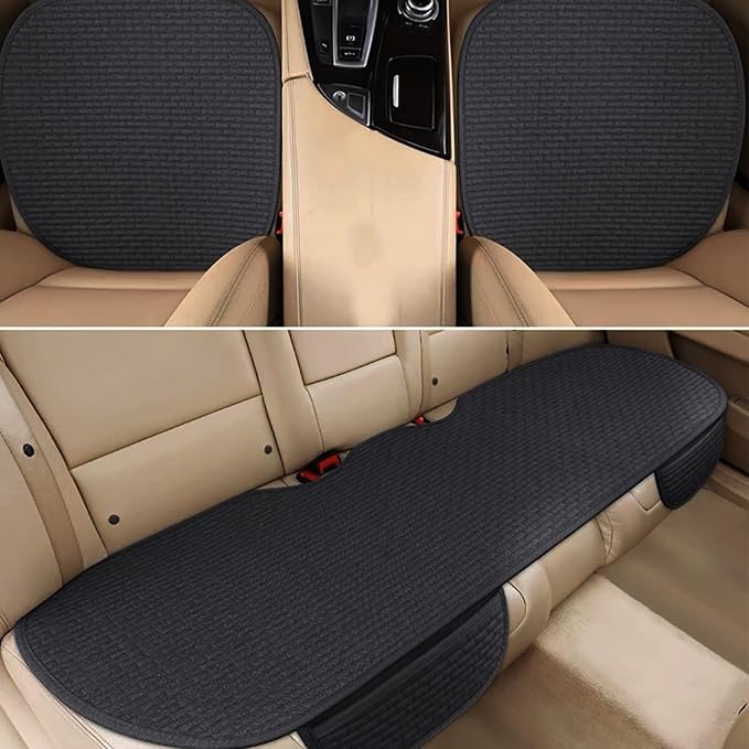 3PCS Car Seat Covers Cushion Pad Breathable Anti Slip Auto Seat Protector Pad with Storage Pocket Universal fit for Most Auto