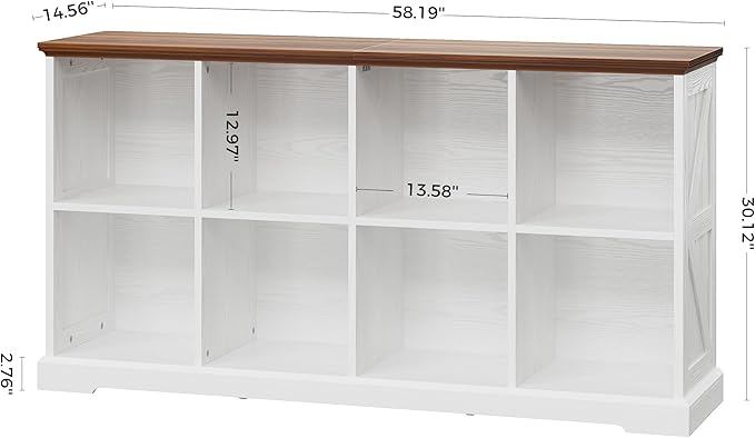 IRONCK 8 Cube Storage Organizer, Farmhouse Cube Bookshelf with Storage, Cube Shelf Organizer for Bedroom, Living Room and Hom