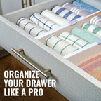 RAPTUROUS Adjustable Deep Drawer Divider – 5" Tall, Expandable 13-22", 10-Pack, Non-Slip Drawer Dividers for Clothes, Dresser