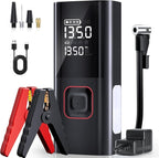 Jump Starter with Air Compressor, 5000A Battery Jumper Starter Portable (9L Gas/8L Diesel) with 160PSI Auto-Shutoff Tire