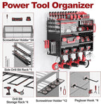 Power Tool Organizer Wall Mount - 4 Layer Metal Power Tool Storage Rack, Cordless Drill Holder with 4 Hooks, Utility Storage 