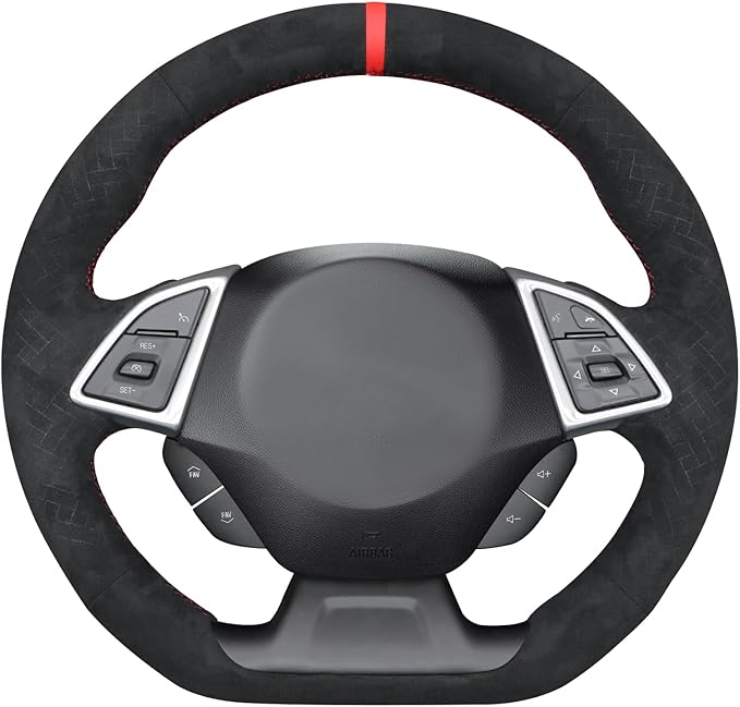 MEWANT Hand Stitched Steering Wheel Cover Wrap for Chevrolet Camaro 2017-2022 Steering Wheel Accessories for Chevrolet Camaro 2017-2022