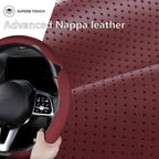 Car Steering Wheel Cover Leather Snap On 3Pcs Set Non-Slip Protector Wrap Steering Wheel Accessories 14.5-15 inch Universal W