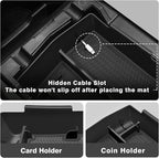 Muslogy Upgraded Center Console Organizer Compatible with 2025 Subaru Forester Middle Armrest Storage Box Insert Tray Cable Holder Interior Accessories Easy Removal (Black) Won't fit 2026 Model