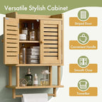 AmazerBath Bathroom Wall Cabinet, Bamboo Over The Toilet Storage Cabinet, Hanging Medicine Cabinets with Towel Bar, Wall Moun