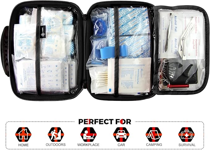 SHBC Waterproof First Aid Kit (228pcs) with All Basic or Advanced Supplies You Need. Suitable for Emergencies at Home or Outs