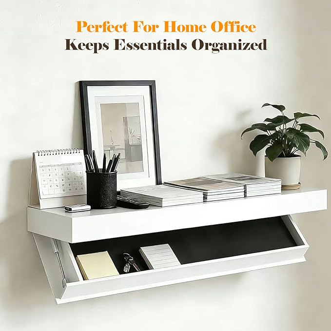 Magic Flap Hidden Shelf with Secret Compartment, Wall Mounted Floating Shelf with Concealed Storage Drawer, Hidden Compartmen