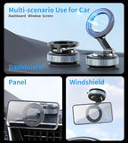 Vacuum Magnetic Car Phone Holder Stand,360° Adjustable Car Phone Mount for Magsafe with Suction Cup & Swivel Lock,Foldable Phone Holders for Your Car,Cell Phone Car Mount for iPhone & Android