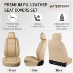 CAROMOP Faux Leather Car Seat Covers 2 Front Set,Luxury and Comfortable Seat Covers for Cars, Airbag Compatible Car Interior 