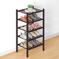 Smiry Bamboo Shoe Rack for Closet, 5 Tier Small Wooden Stackable Shoe Organizer, Free Standing Shoes Storage Shelf for Entryw