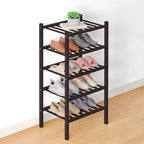 Smiry Bamboo Shoe Rack for Closet, 5 Tier Small Wooden Stackable Shoe Organizer, Free Standing Shoes Storage Shelf for Entryw