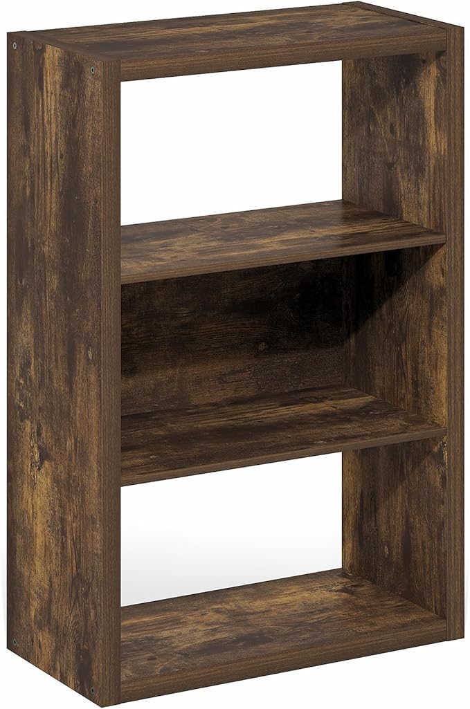 Furinno Viola Book Shelf, 3-Tier Bookshelf, Extra Thick Frame Bookcase with Open Shelf, Open Back Design, 11.3" x 23.2" x 35.