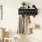 HOOBRO Wall Hooks with Shelf, Coat Rack with Shelf Wall-Mounted, Entryway Wall Key Holder, Hat Rack for Walls, Purse Hanger f