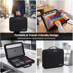 Fireproof Document Box with Lock, Hard Case File Organizer with Accordion Folder, Portable Fire Resistant Document Storage Ba