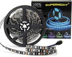 SUPERNIGHT LED Strip Lights, 16.4FT 5M SMD 5050 Waterproof 300LEDs RGB Color Changing Flexible LED Light Strip for Bedroom, TV Back Lighting, Christmas, Valentine's Day (Black PCB) 2 Pcs