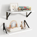 Axeman White Floating Shelves for Wall, 16''W x 8''D Floating Shelves Set of 2, 8 Inch Deep Wall Shelves for Bookshelf Living