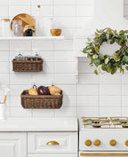 AceList Wall Hanging Basket, Boho Style Hand-Woven Hanging Storage Baskets - Set of 2, Ideal for Boho Room Decor, Kitchen, Ga