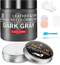 8.5oz Leather Recoloring Balm with 100ml Mink Oil,Dark Gray Leather Repair kit for Furniture and Car Interior,Leather Couch S