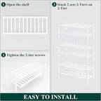 Smiry Shoe Rack, 6 Tier Bamboo Shoe Organizer, Stackable Free Standing Wooden Shoe Storage Shelf for Closet, Entryway, Front 
