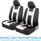 carXS Seat Covers for Cars Full Set, Black & White Car Seat Covers with Matching Rear Bench Cover, Universal Fit for Most Aut