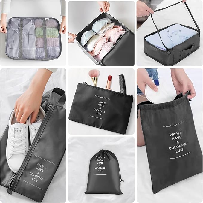 Packing Cubes for Travel -10 Set Luggage Organizer Bags for Family, Mesh Breathable Packing Cubes for Suitcases Durable Trave