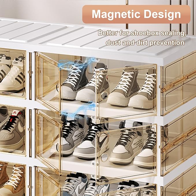 SYNCVIBE Shoe Rack Organizer for Closet Entryway Foldable Sneaker Storage Shoe, Collapsible Shoe Cabinet, Stackable Shoe Stor