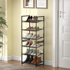 6 Tier Shoe Rack, Tall Metal Shoe Storage with Adjustable Shelves, Holds 12-14 Pairs, Stackable Shoe Stand for Garage Hallway