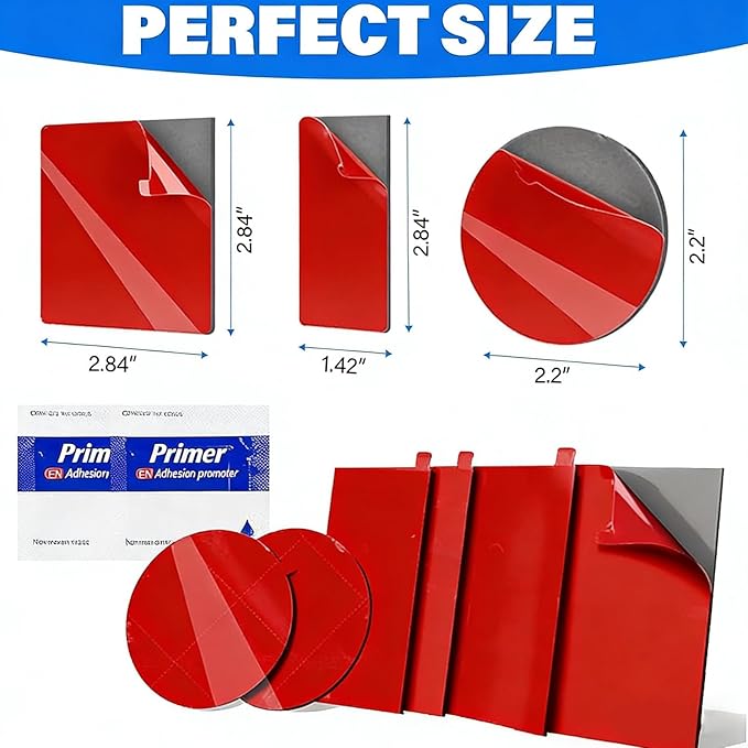 4Pcs 2.83" Dash Cam Adhesive Pad, Heat Resistant Square Double Sided Car Mount Sticky Pad, Sticky Tape for Car Windshield, Dashboard, GPS, Includes 2 Replacement Sticky Pads (2.83" * 2.83")