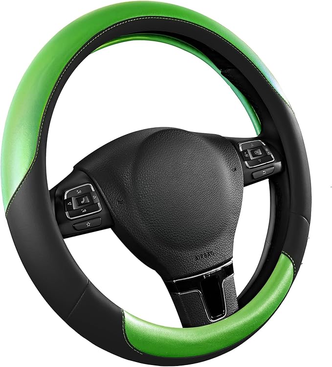 Road Comforts Steering Wheel Cover – Breathable Leather Steering Wheel Cover, Anti-Slip Grip, Universal Fit 14.5” to 15”, Hea