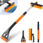 LivTee 32" Extendable Ice Scraper & Snow Brush for Car Windshield, 360° Rotating Snow Removal Tool for Cars, Trucks & SUVs, Automotive Winter Essentials & Car Accessories for Men, Orange