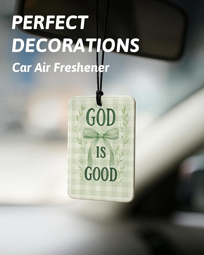 Retro Green Floral Bow Butterfly Christian Car Air Freshener 4 Pcs, Girly Religious Hanging Air Freshener for Cars Closet Dra