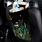 IRADA Car Trash Bag Hanging No Snap Small Garbage Bag for Car Back Seat Cute Printed One-Handed Strap Trash Bags Car Accessories-Wildflowers-Black Car Trash Bags