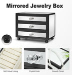 Gifturbo 3-Tier Mirror Black Jewelry Box,Jewelry Organizer Glass with 3 Drawers for Big and Small Jewelry, Jewelry Storage, M