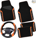 CAR PASS Leather Steering Wheel Cover and Waterproof Car Floor Mats,Microfiber Universal Car Combo Fit for 95% Sedan SUV Van 