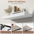 Dreamland 30 Inch White Floating Shelves for Wall,8 Inch Deep Floating Shelves,30" W x 8" D Wall Shelves for Bedroom,Living R