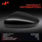 A-Premium Driver Side Rearview Mirror Cover Cap - Compatible with Honda Accord 2018 2019 2020 2021 2022 - Smooth Black, Without Turn Signal Hole