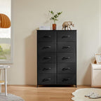 DUMOS Dresser for Bedroom, 10 Storage Drawers, Wide Fabric Closet Chests Organizer Tower Furniture with Wooden Top Metal Fram