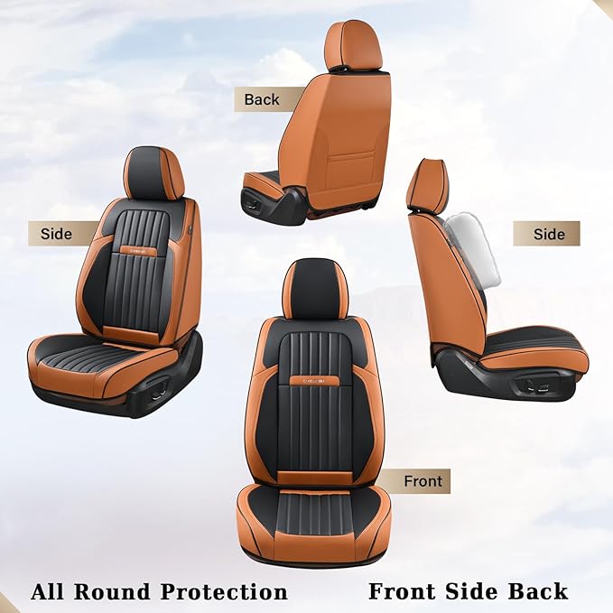 Coverado Car Seat Covers Front, Seat Covers for Cars, Waterproof 2-Pack Car Seat Cushions, Leather Carseat Seat Protectors, U