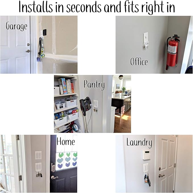 Mount Genie The No-Screwups Key Hook Organizer (Black, 1-Pack): Wall Mount with No Damaging Screws or Tape. Installs in Secon