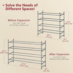 Tajsoon Expandable Shoe Rack for Closet 4 Tier, 29“-41“Adjustable & Stackable Shoe Shelf Storage, Metal Shoe Rack Organizer f