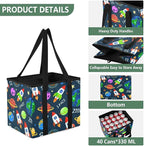 Colorful Planets Reusable Grocery Bags Large Shopping Tote Bag with Reinforced Bottom Board, Water Resistant Foldable Storage