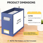 BALEINE File Organizer Box, Cardboard File Folder Organizer with Handle for Letter Size, Portable Collapsible Hanging Filing 