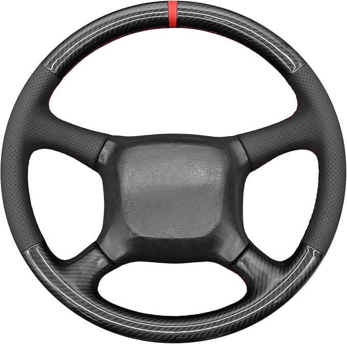 MEWANT Steering Wheel Cover for Chevy Silverado 1500 Astro Blazer Kodiak S10 Made of Shiny PU Carbon Fiber Real Leather