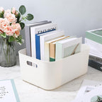 Zopeal Plastic Storage Bins 10 Pcs White Pantry Organizer Bins Small Baskets Storage Containers for Home Kitchen (14 x 10.5 x